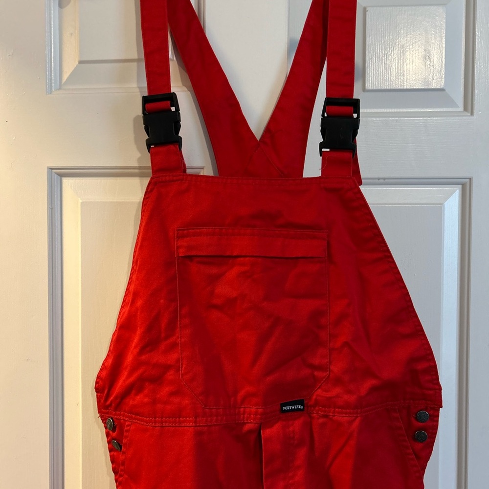 Bright Red Overalls with Classic Design